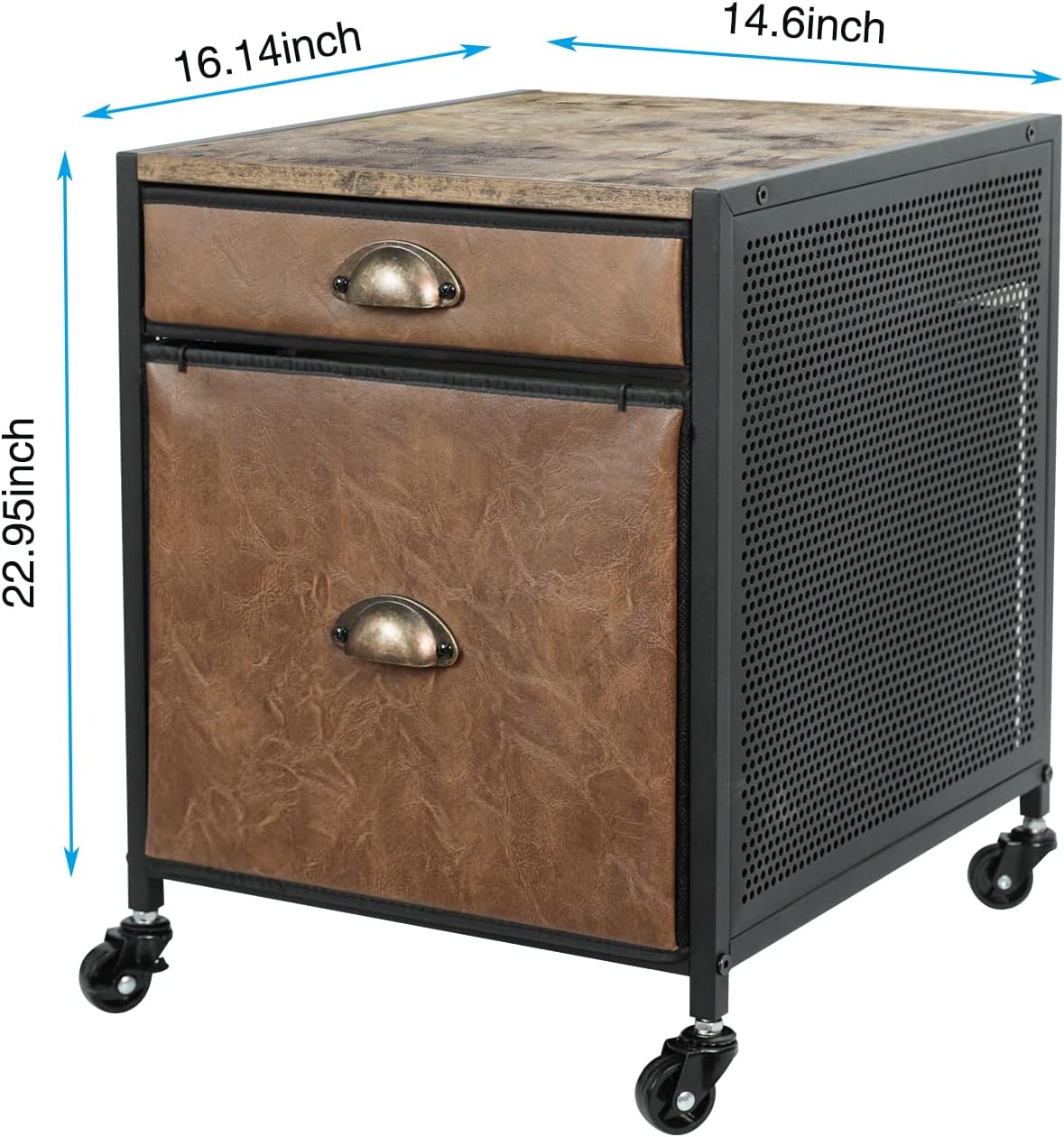 Rustic Brown 2 Drawer Mobile File Cabinet with Wheels E27970