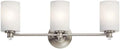 Brushed Nickel 3 Light LED Vanity Light with Glass Accent Y374