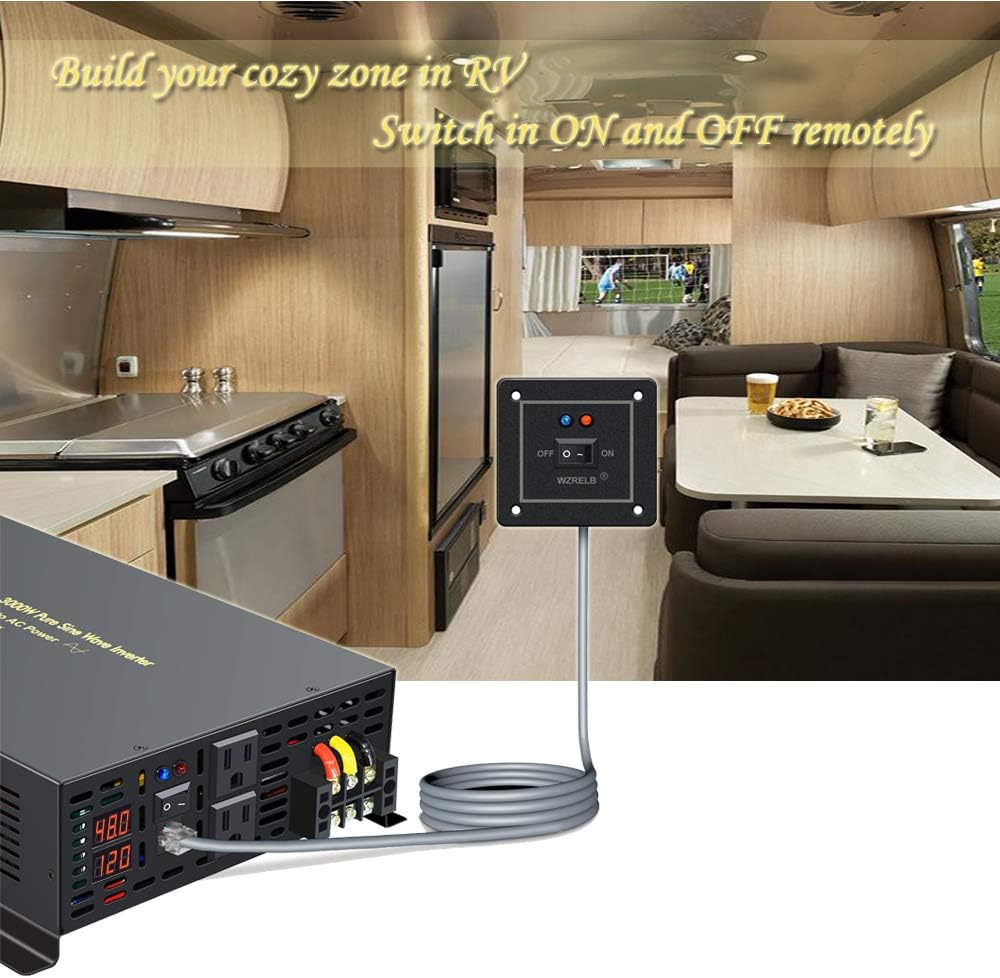 3000Watt 48V DC to 110V 120V Pure Sine Wave Power Inverter with Remote Control Dual AC Outlets and AC Hardwire Port A88806