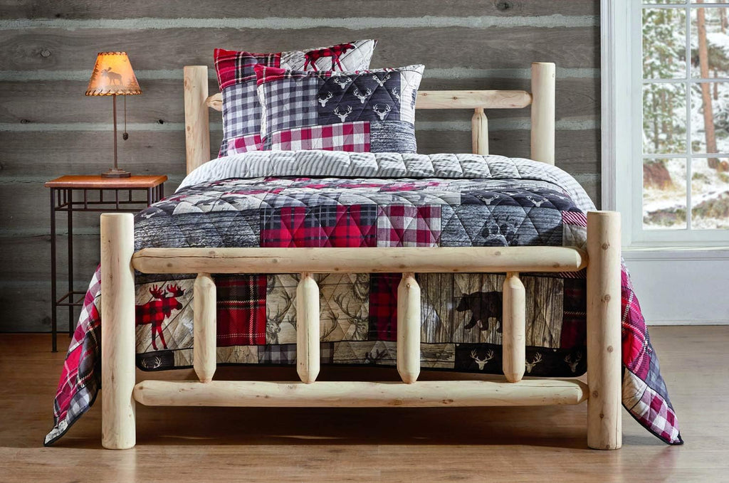 Cedar Log Queen Bed with Headboard and Footboard J634356