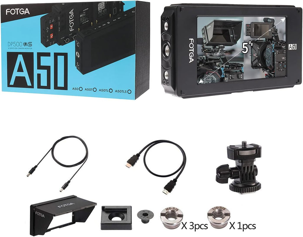 5 Inch Full HD 1920x1080 Touch Screen On-Camera Field Monitor with HDMI 4K Input/Output and Dual NP-F Battery Mount M3074