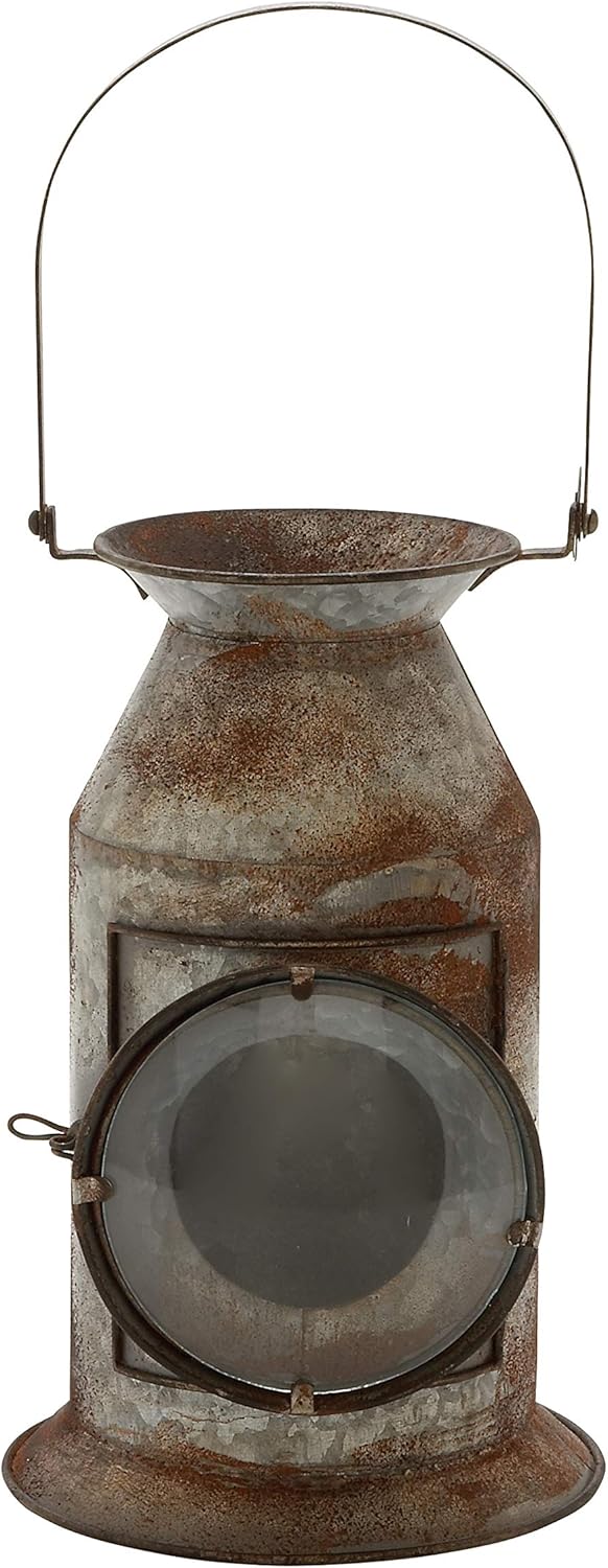Distressed Metal Glass Candle Lantern, Pack of 2 F2445