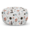 Pale Blue Black Unstuffed Decorative Pouf Cover with Zipper H63137