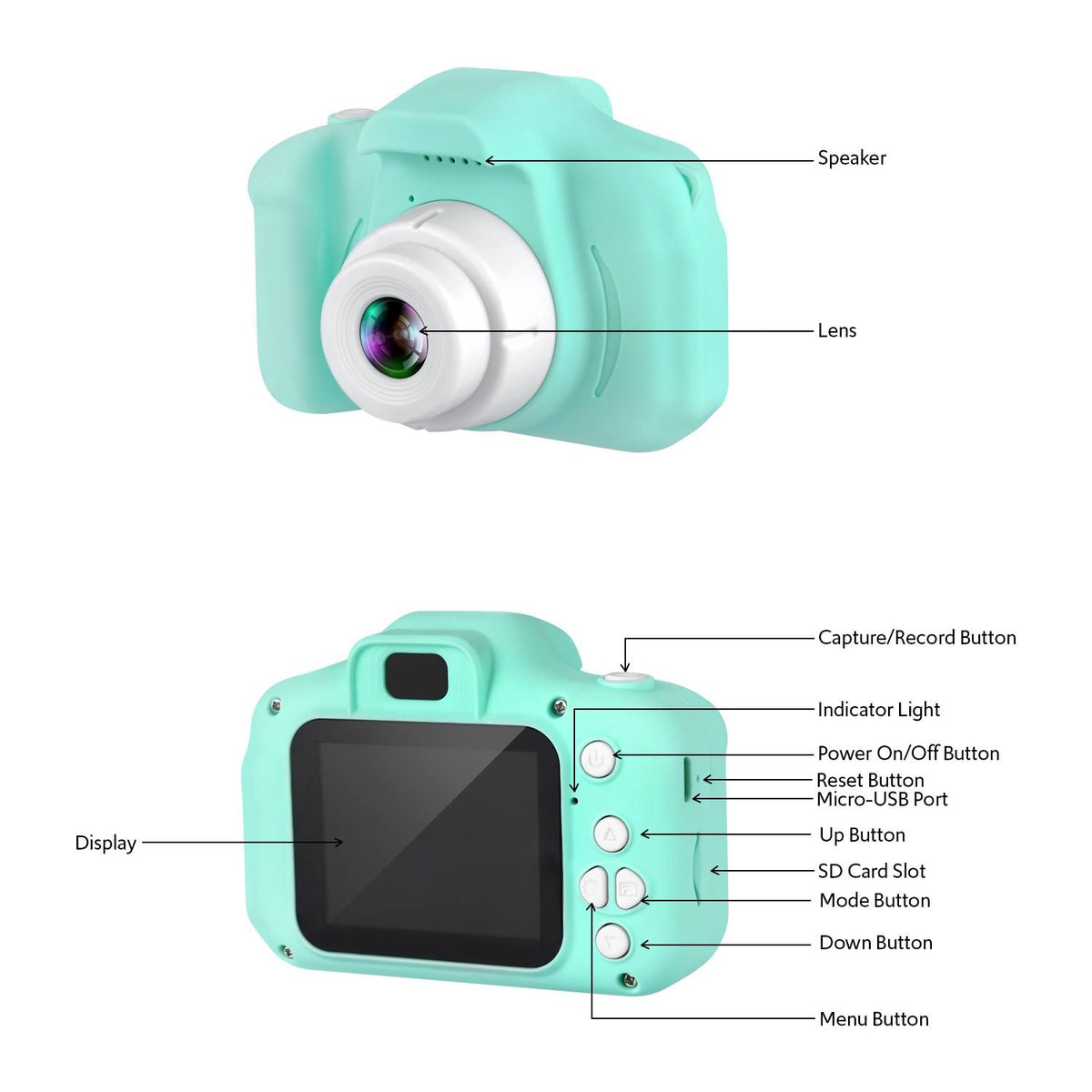 Green 2-Pack 1080p Digital Kids Camera with 32GB SD Card J162270