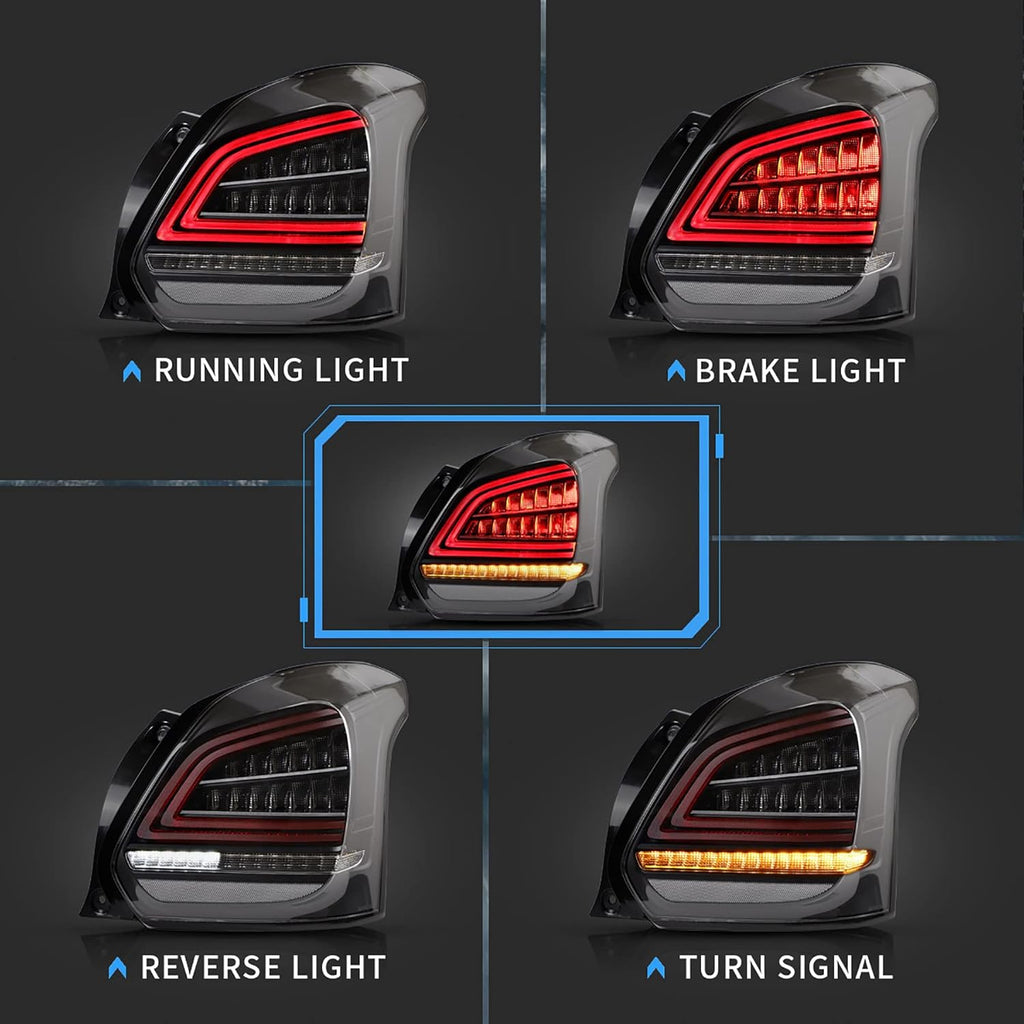 LED Tail Lights for Suzuki Swift 2017-2019, Amber Sequential Turn Signal, Dark Clear F348529