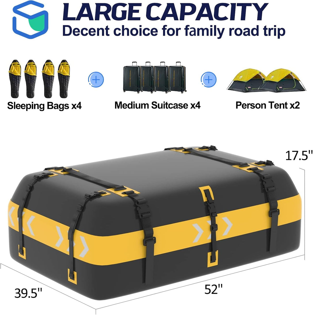 Waterproof Car Roof Bag with 6 Hook Straps E155