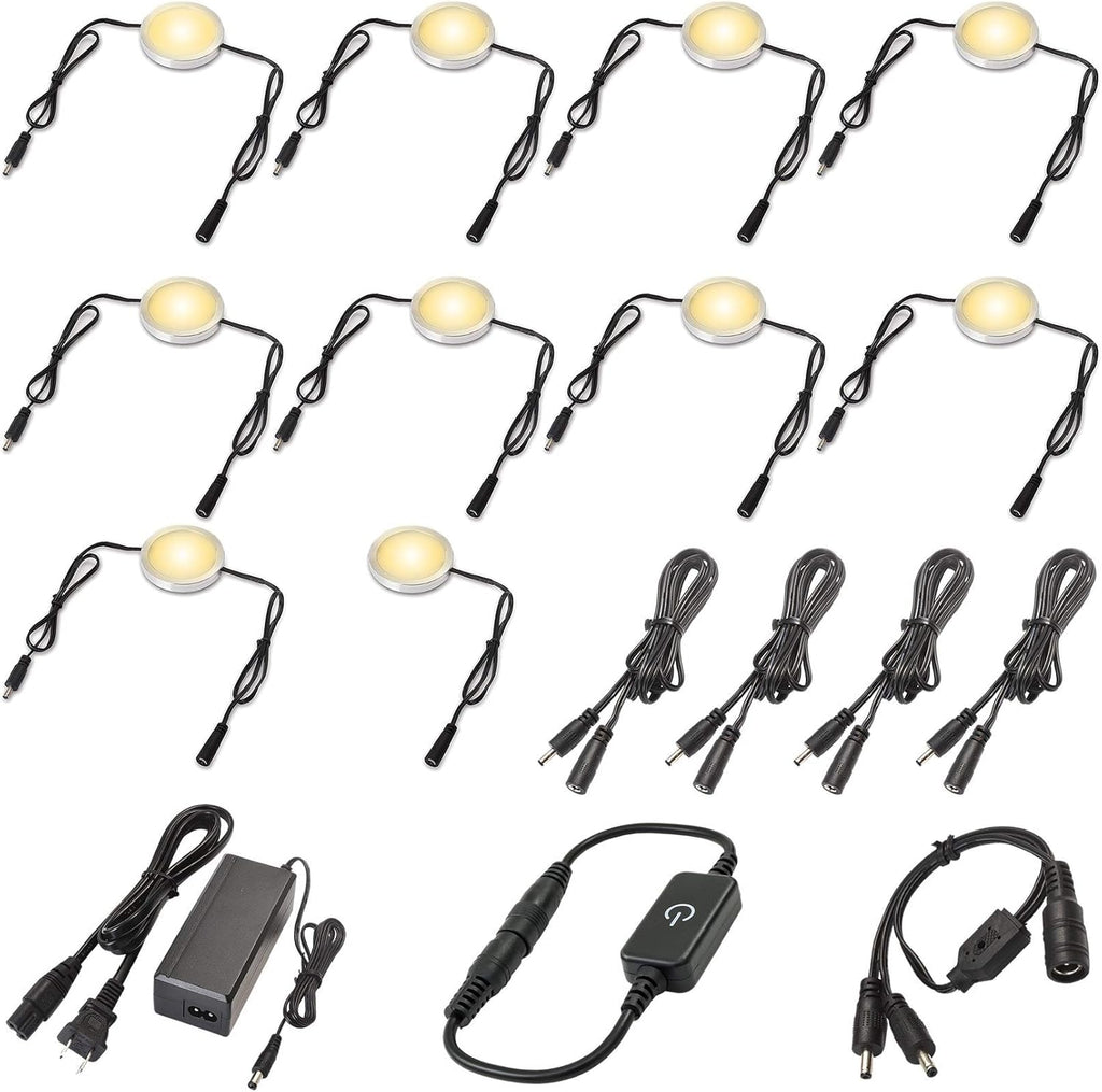 Under Cabinet LED Lighting Kit, Touch Dimmable, 12 Lights, Warm White M453