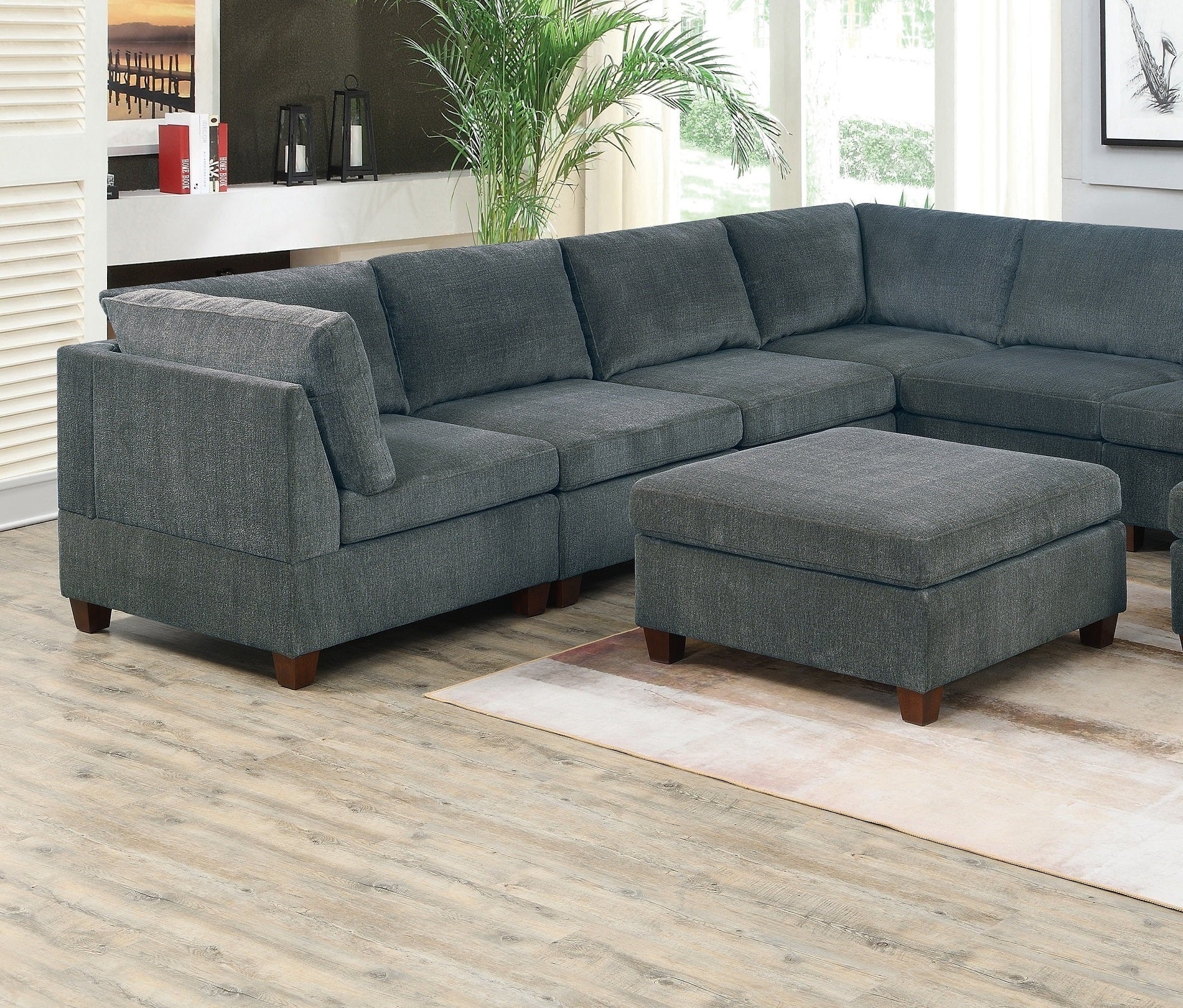 Grey Chenille Modular Sectional 9pc Set H785