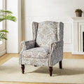 Beige Wingback Accent Chair with Spindle Legs I196