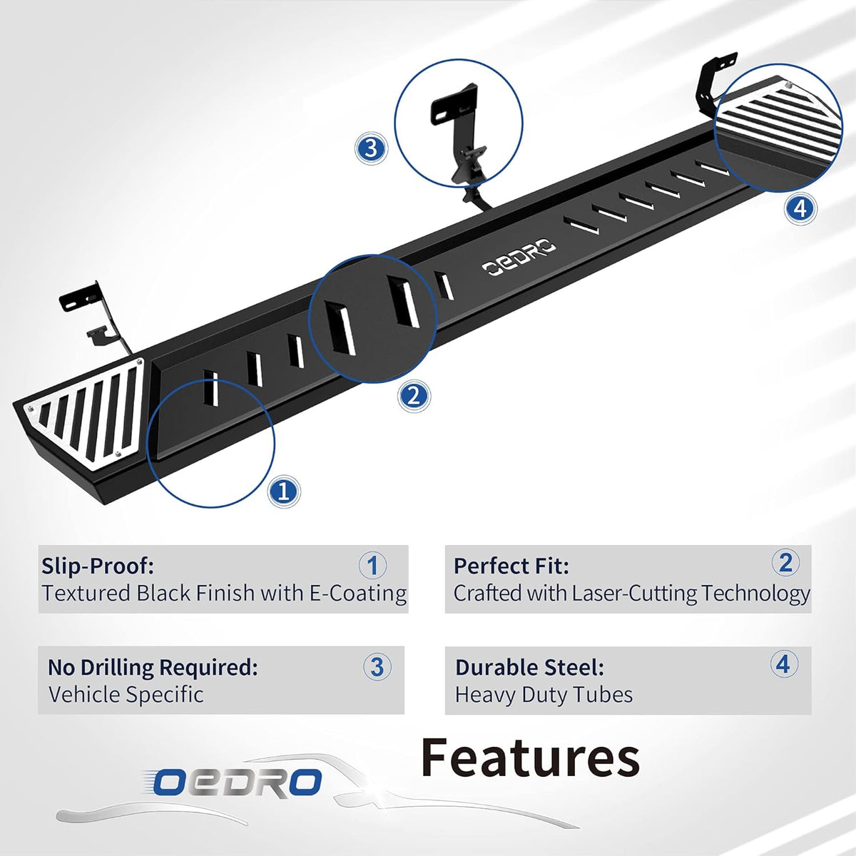Textured Black Steel Running Boards Side Step Rails X28318