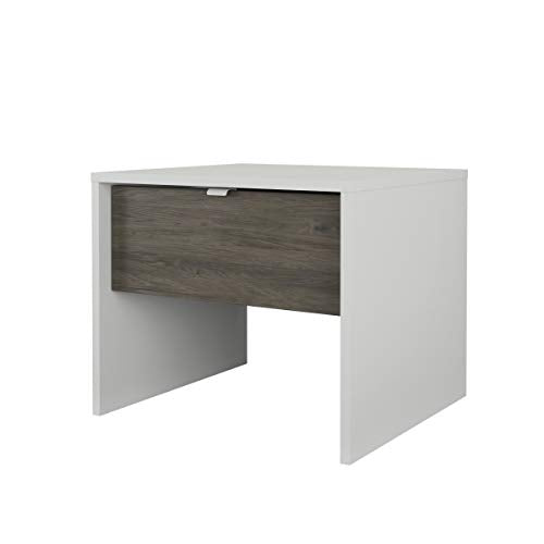 4-Piece Bedroom Set with Bed Frame, Headboard, Nightstand & Dresser, Queen White Bark Grey D183