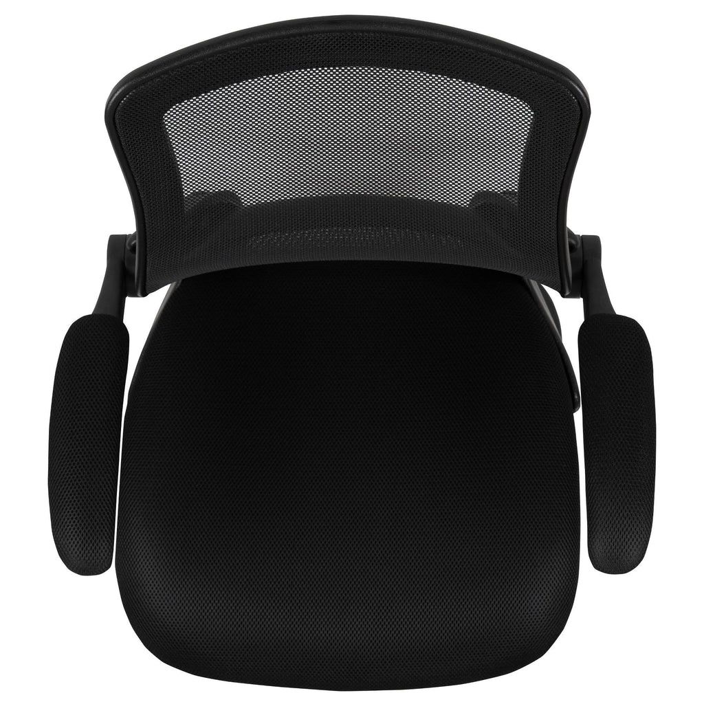 Black Mesh Sled Base Office Chair with Flip-Up Arms A1167
