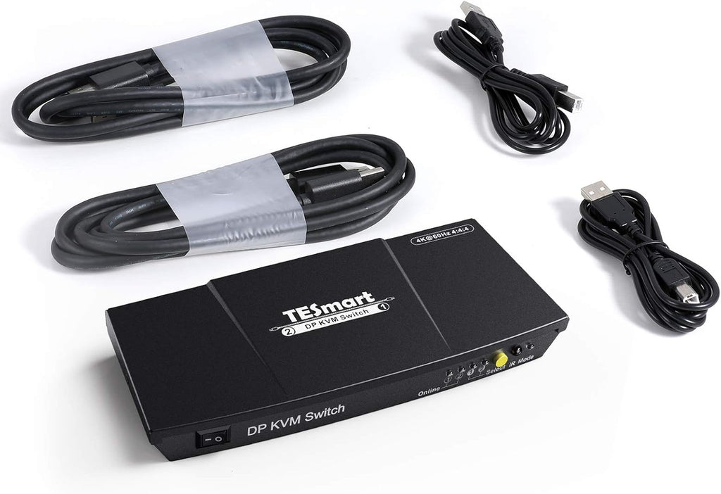 2 Port DisplayPort 4K@60Hz KVM Switcher with 2 Pcs 5ft Cables Y48046