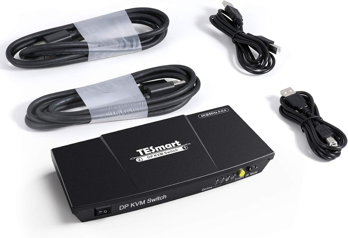 2 Port DisplayPort 4K@60Hz KVM Switcher with 2 Pcs 5ft Cables Y48046
