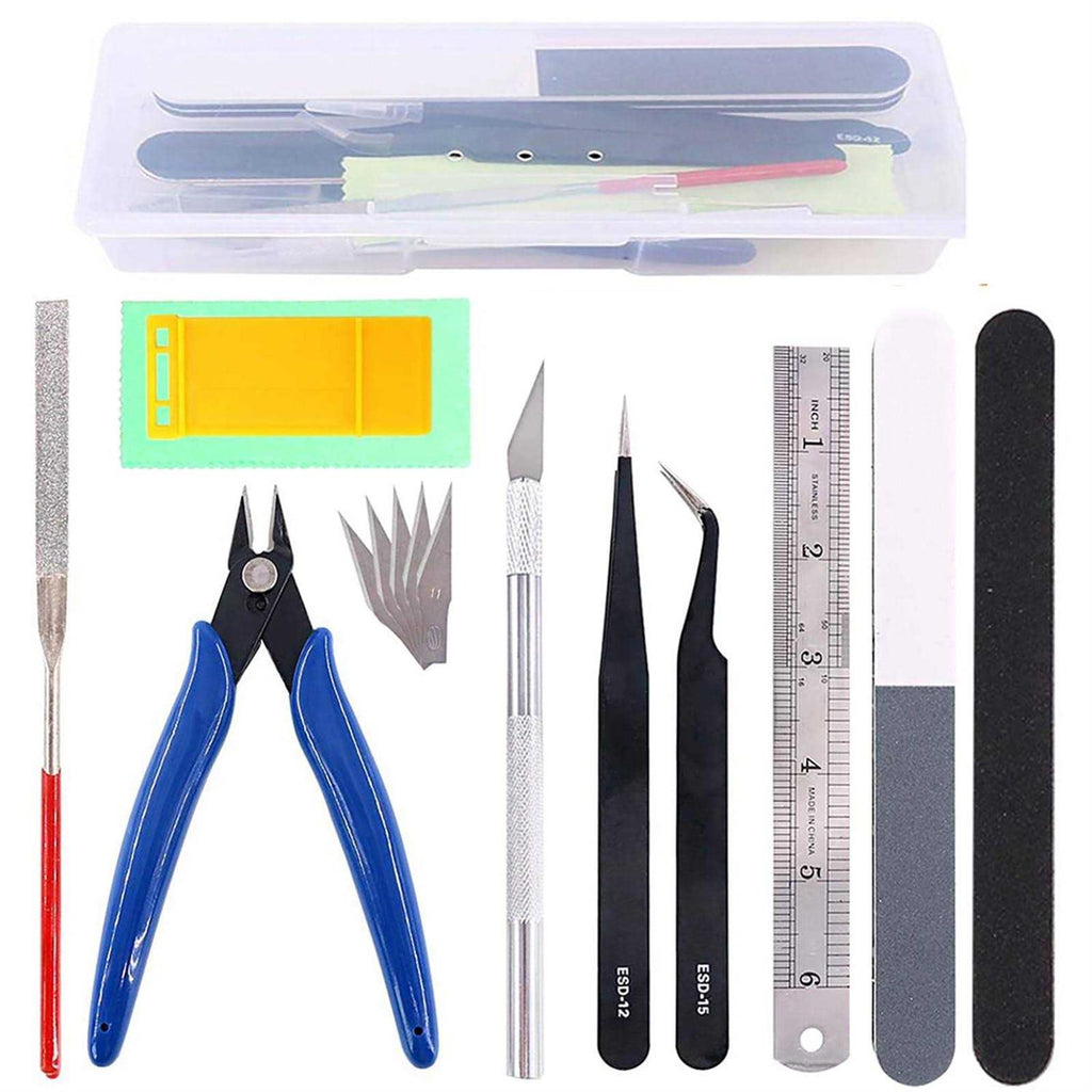 15 Pcs Model Building Tools Kit with Plastic Box P366