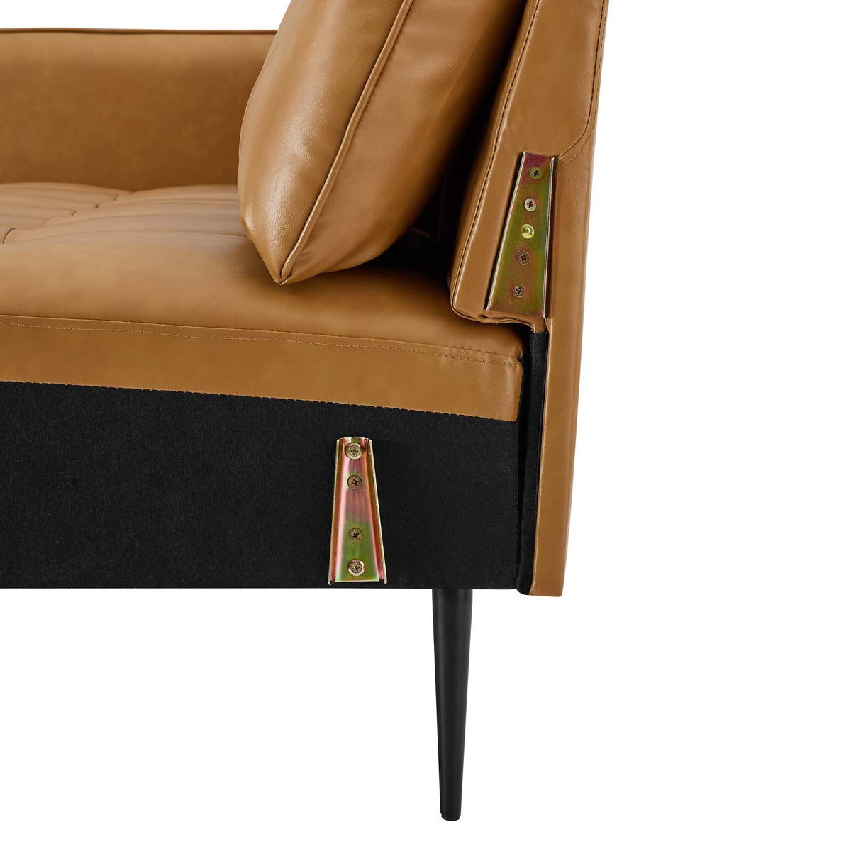 Tan Faux Leather Tufted Sofa J91764