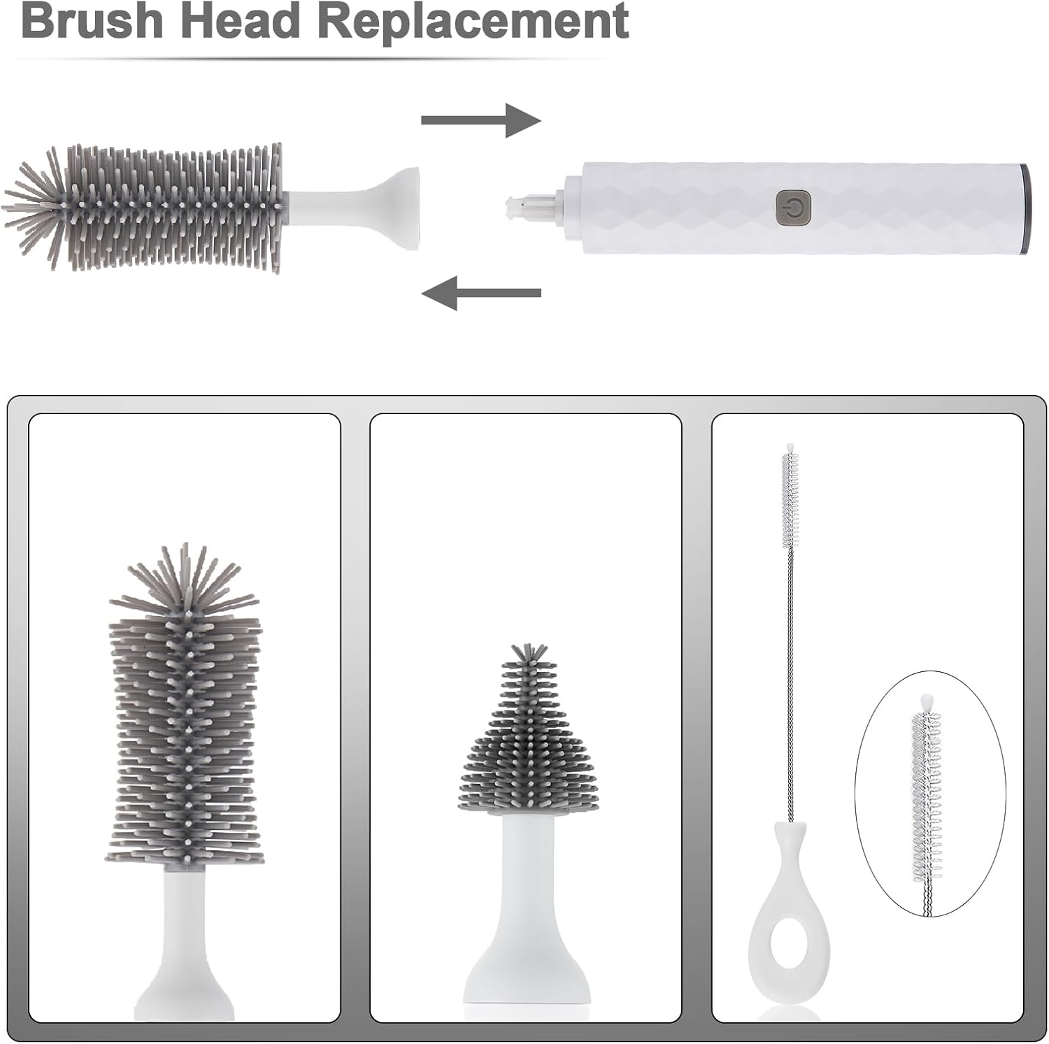 White 1500mAh Electric Baby Bottle Brush Set V62003