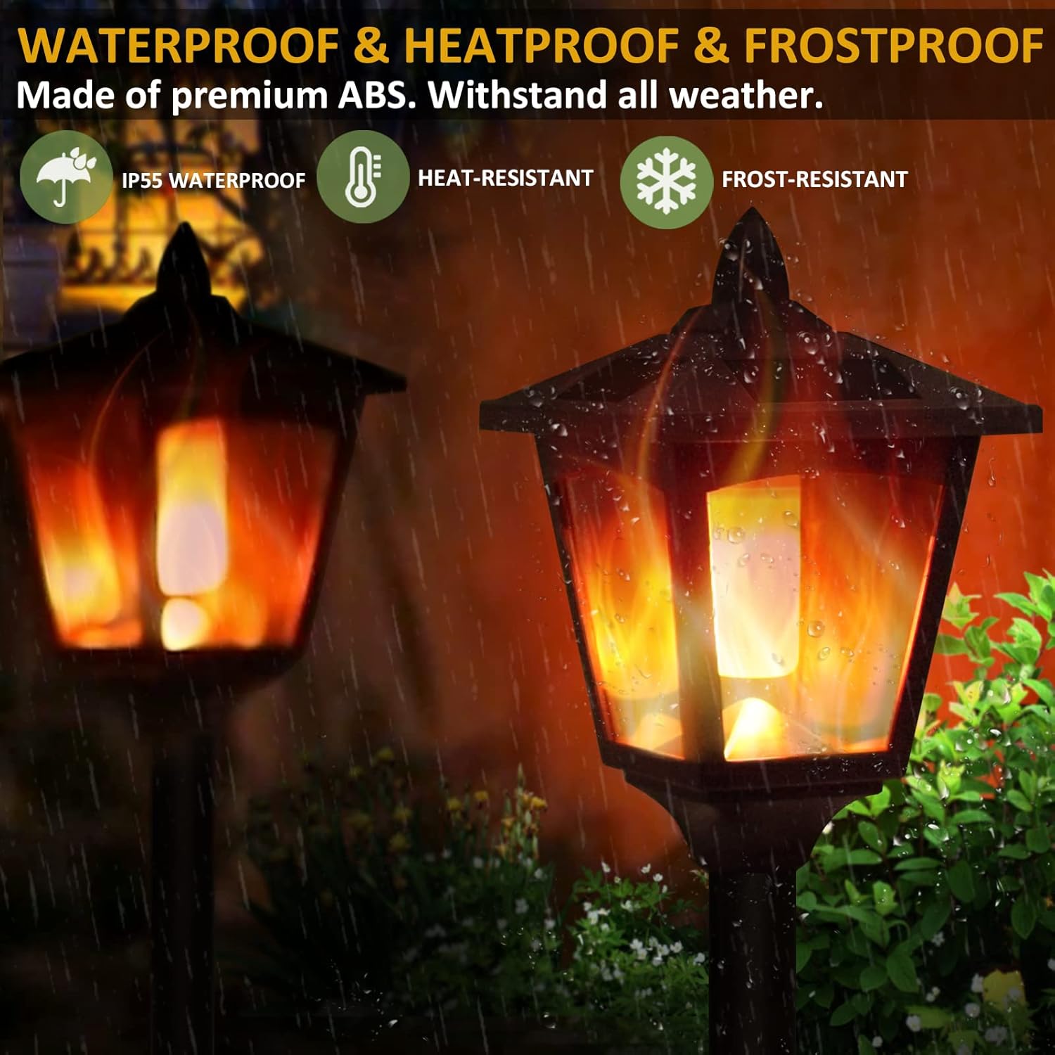 Solar Torch Light with Flickering Flame, IP55 Waterproof Solar Powered - 4 Pack K217