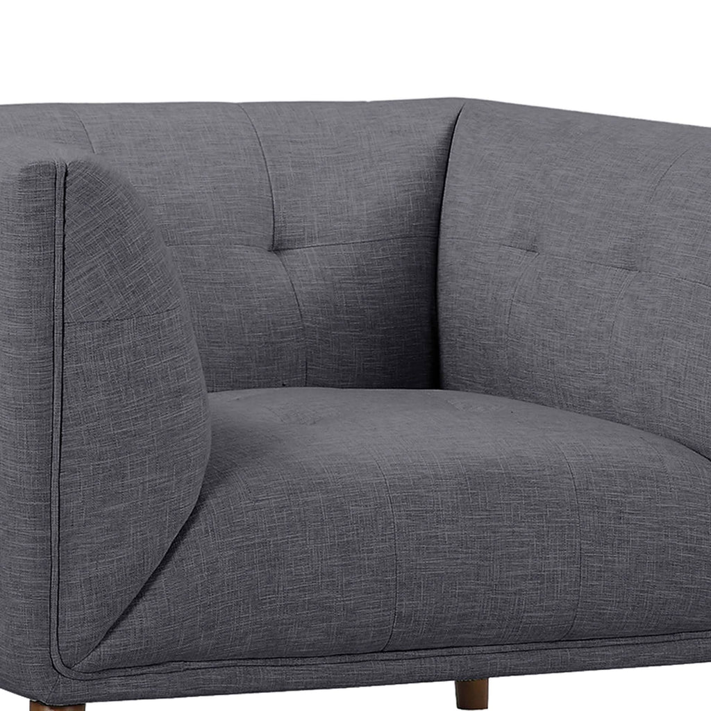 Dark Gray Linen Button-Tufted Chair I2887