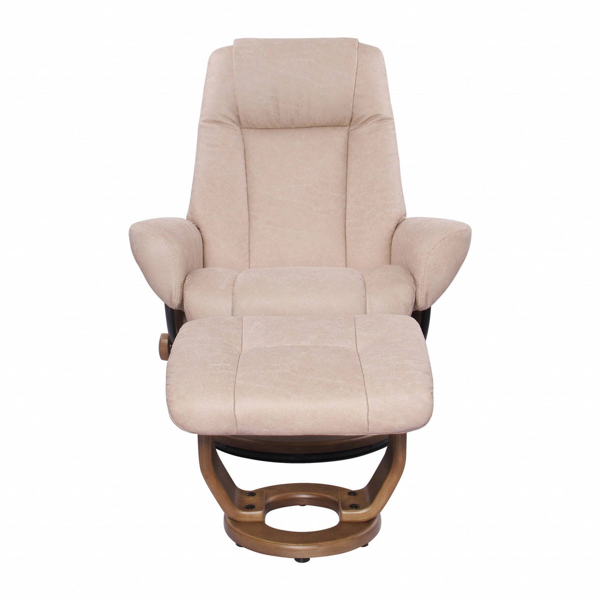 Sandy Beige Swivel Recliner and Ottoman Set Q581