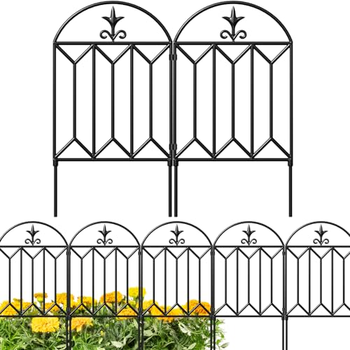 10 panels Decorative Garden Fences and Borders 24in(H)×10ft(L) No Dig Metal Fence Panel L27684