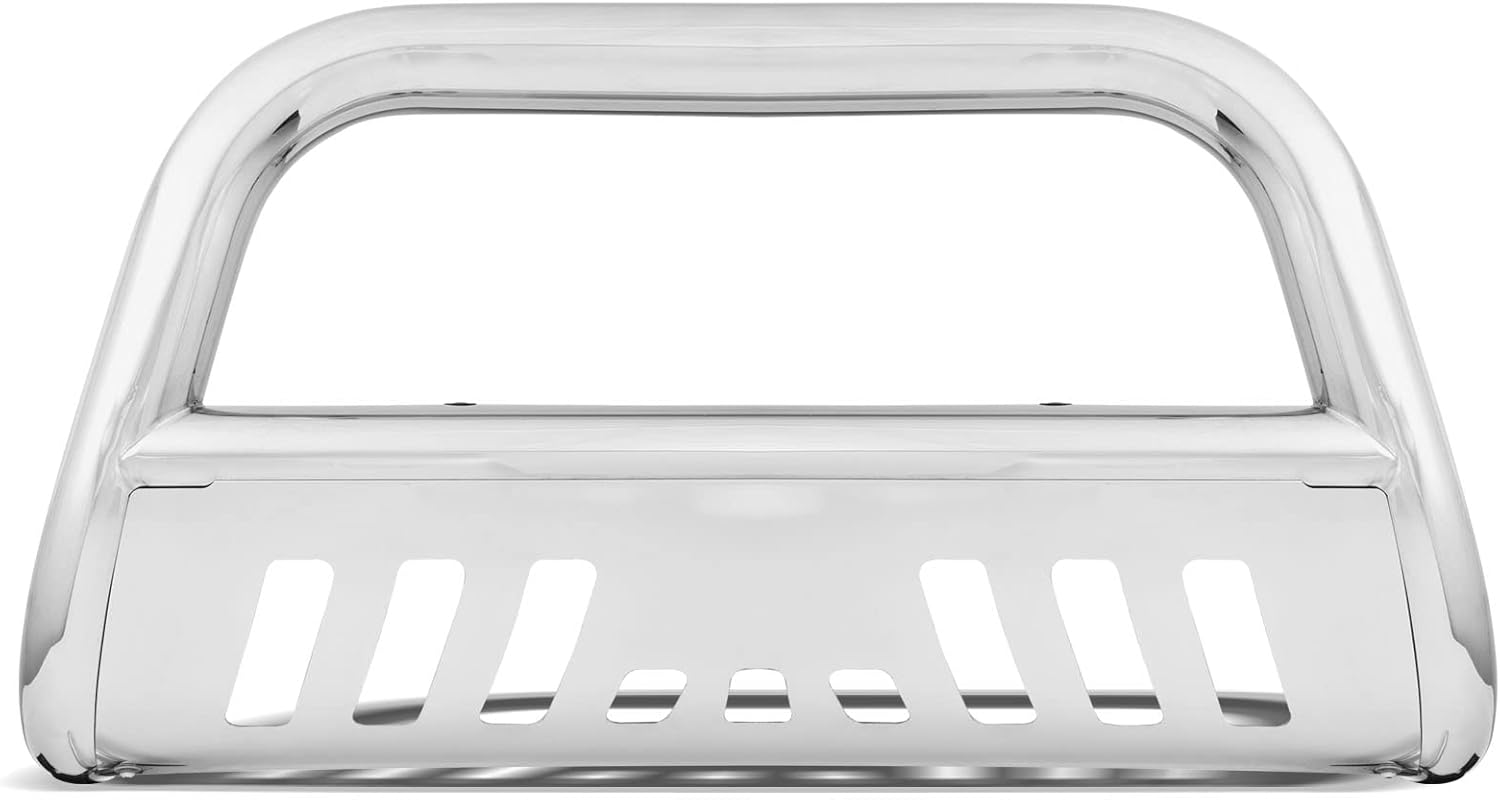 Polished Stainless Steel Bull Bar Front Bumper Grill Guard With Skid Plate R45022