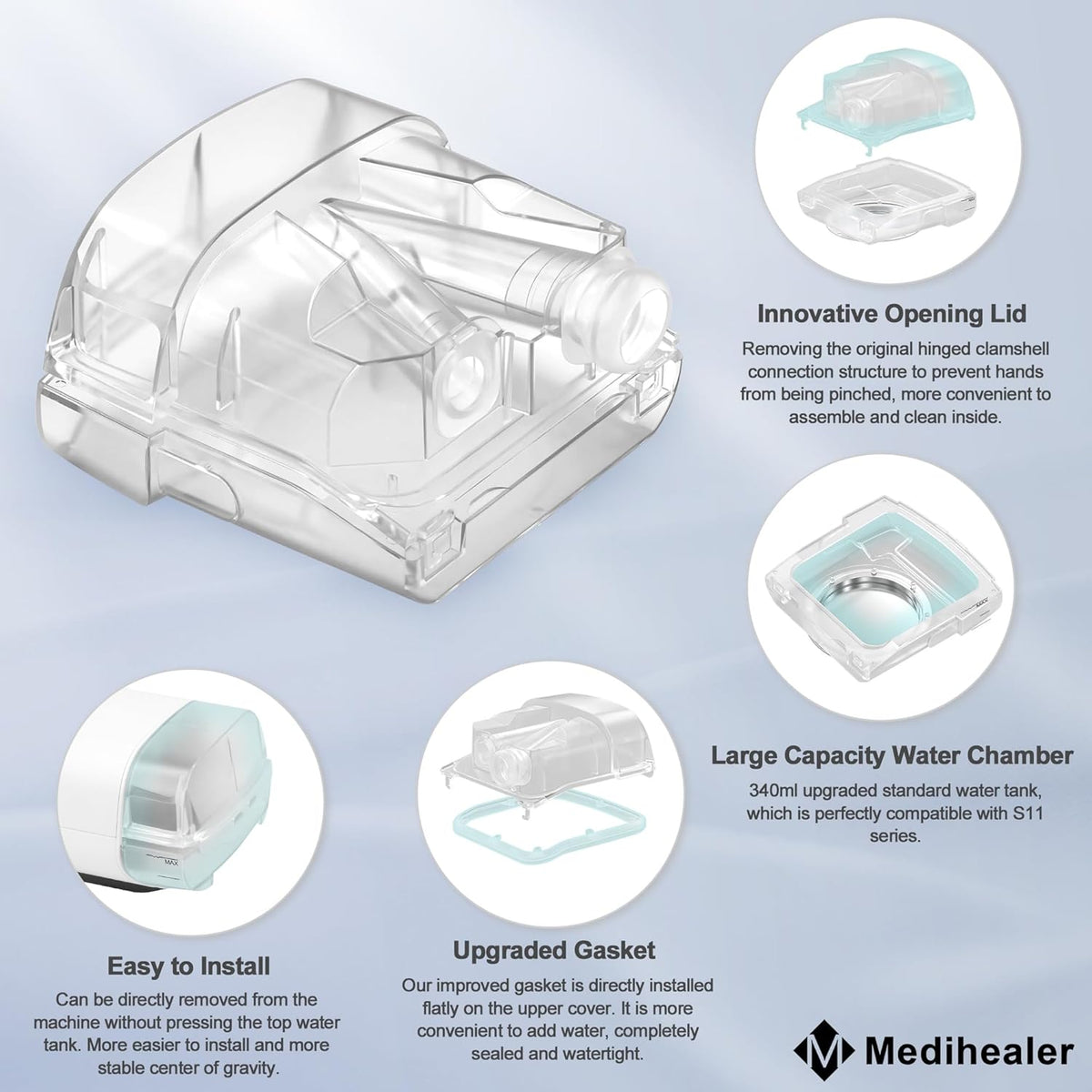 Transparent 380ml Humidifier Water Tub for Air Sense 11 I561753