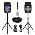 Powered 10 inch PA Speaker System with Stands, Bluetooth, LED Lights, Microphone O322552