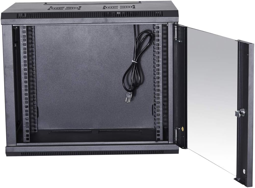 19-Inch Wall Mount Server Rack Cabinet with Locking Tempered Glass Door G589