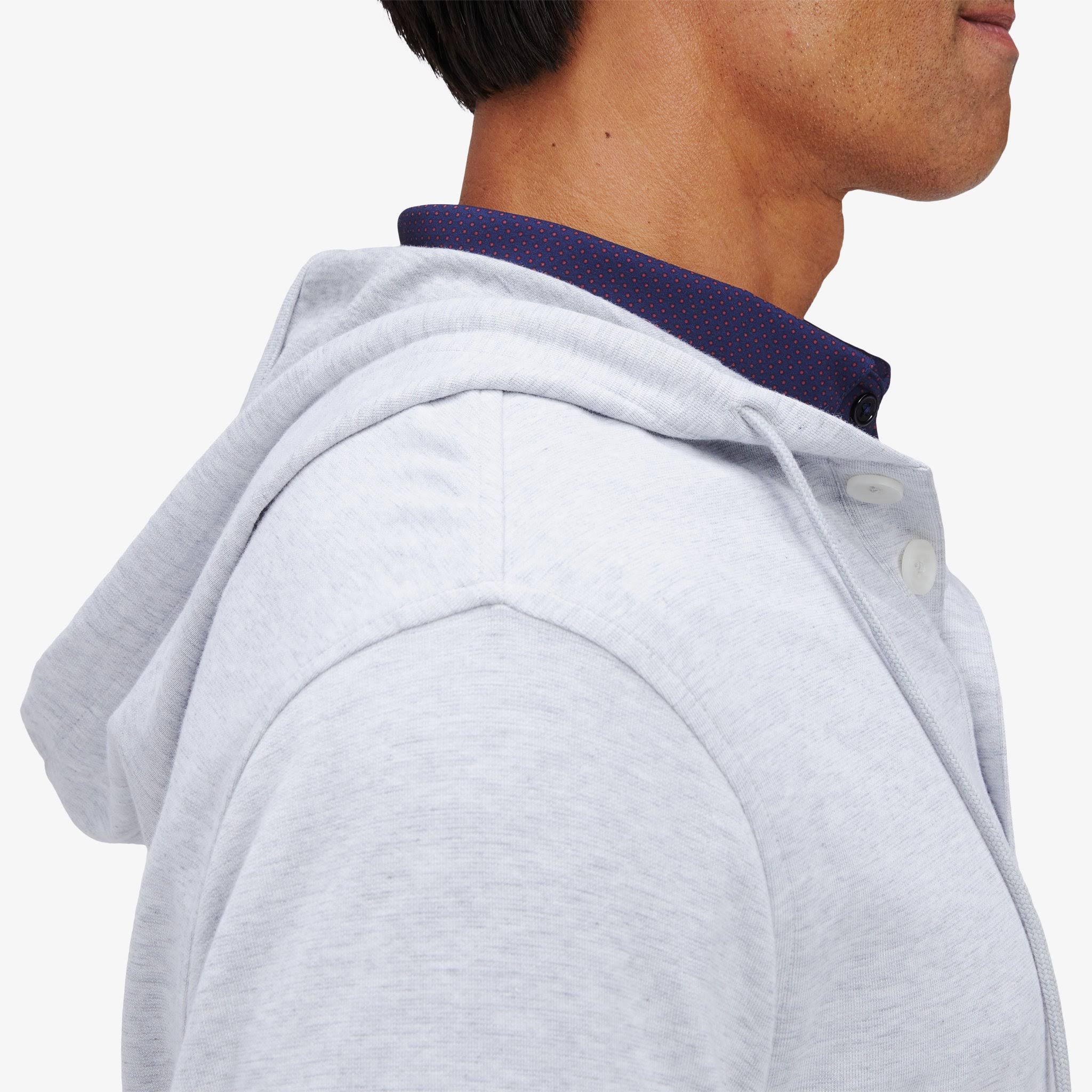 Light Gray Heather Hooded Henley W41745