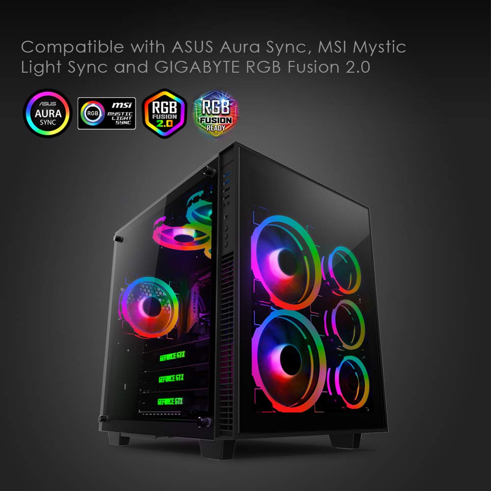 140mm 3pcs RGB PWM Dual Light Loop PC Case Fan G5053