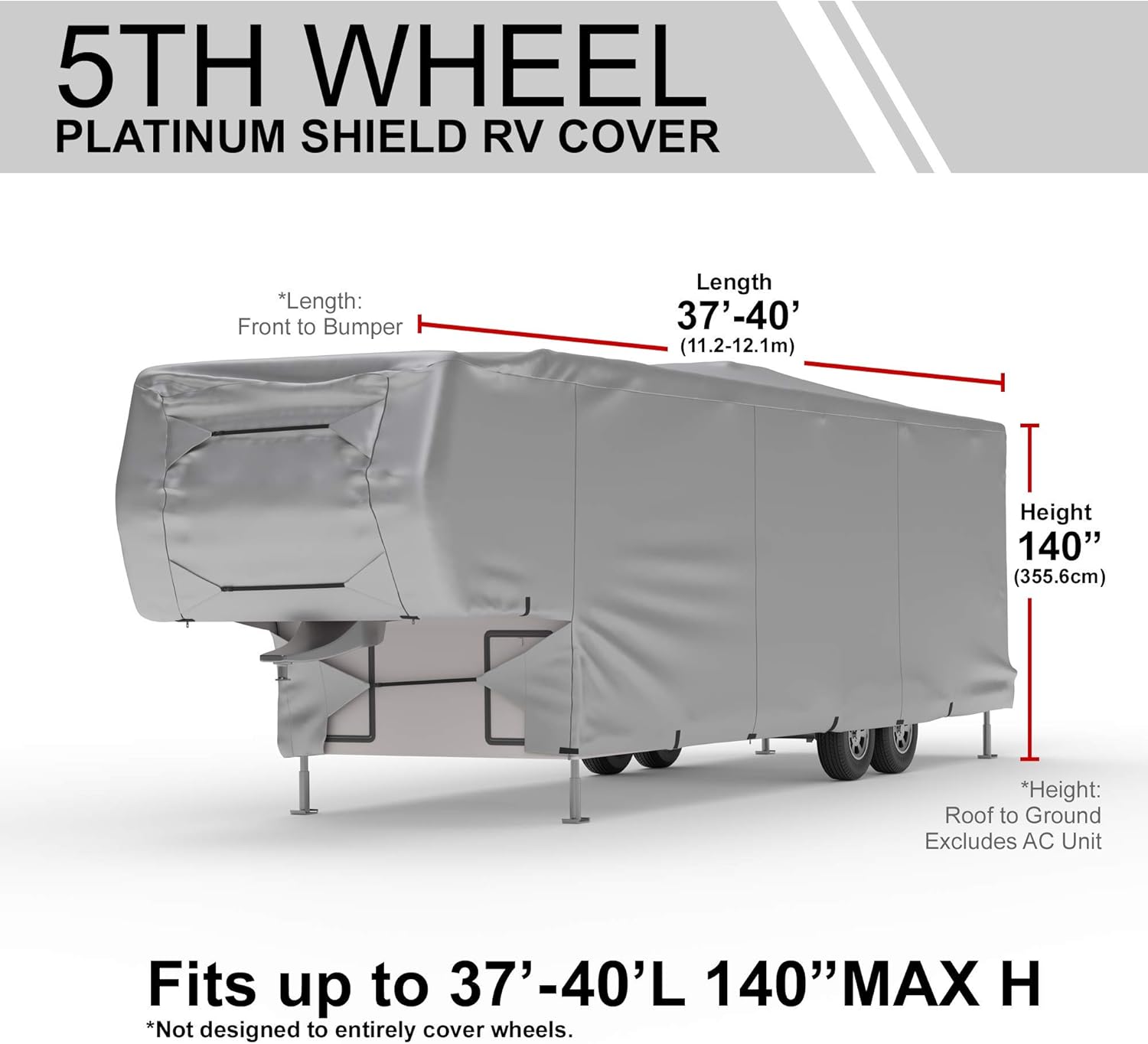 Weatherproof RV Cover for 5th Wheel RV 30' - 32' Long with Fleece Lining O609604