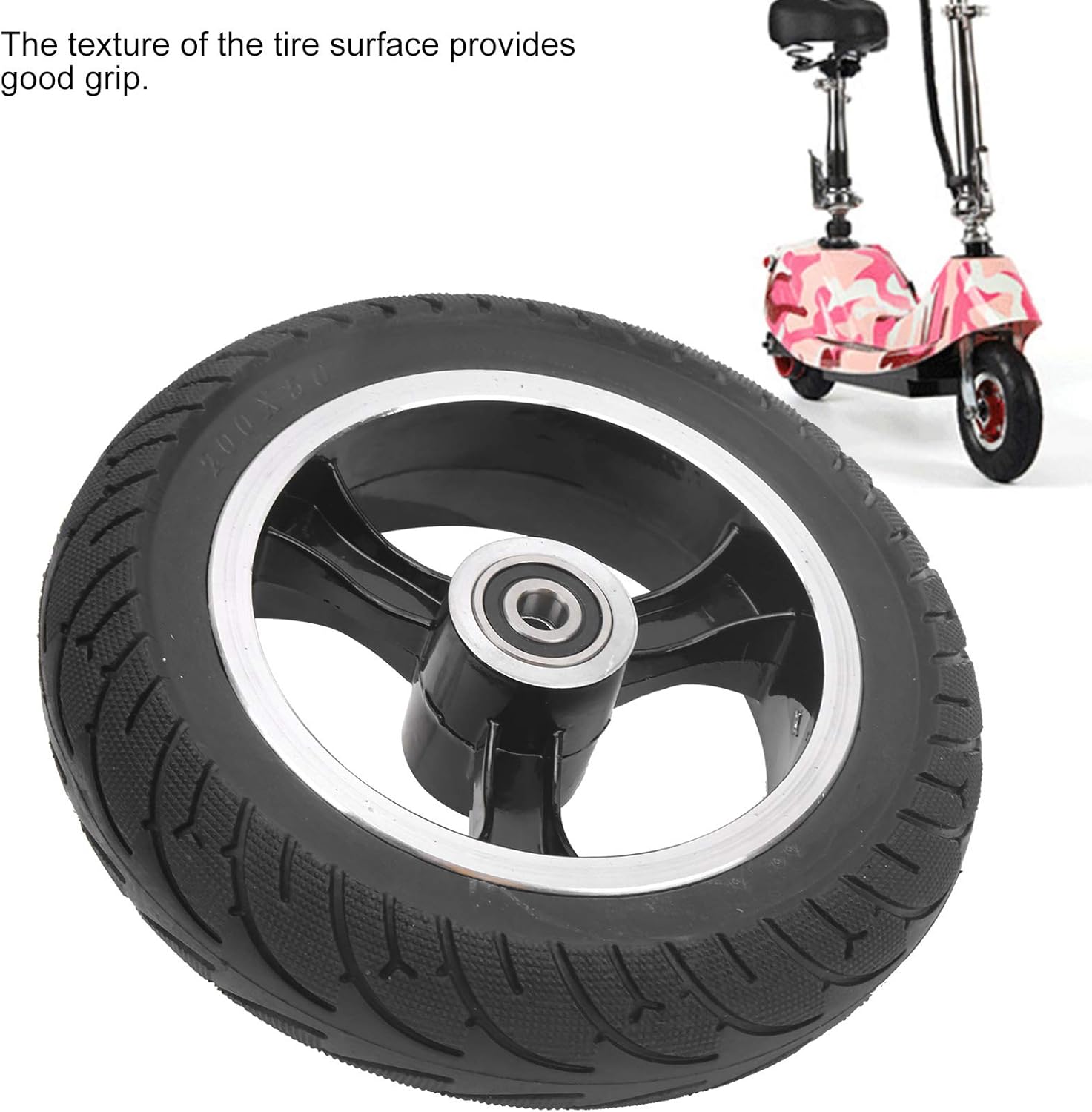 8in Front Solid Non-Pneumatic Tire with Hub, Pack of 2 R940037