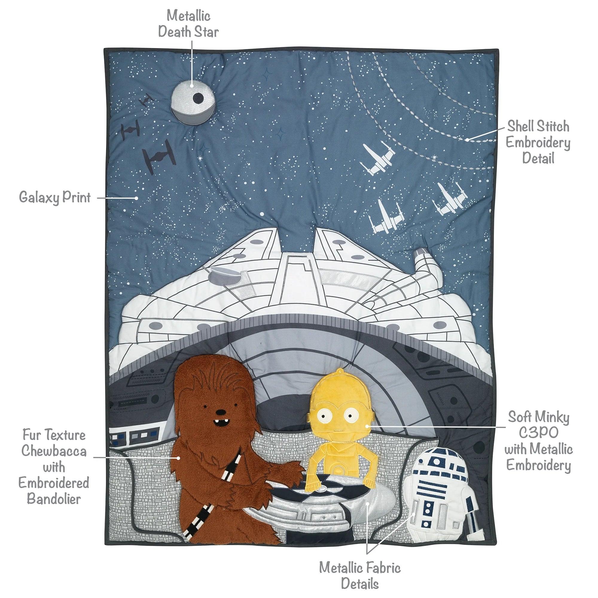 Star Wars Millennium Falcon 4-Piece Baby Crib Bedding Set B136