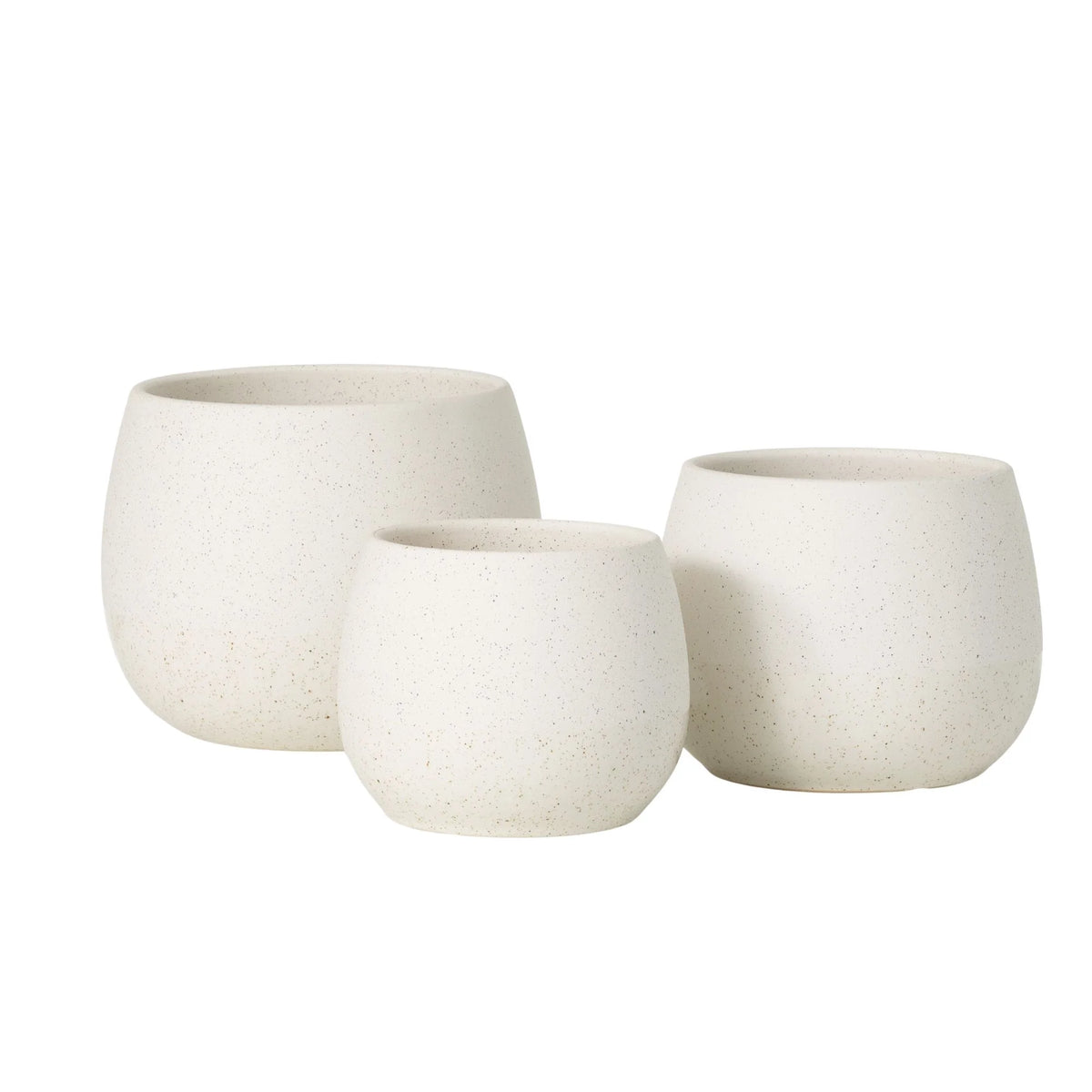 Creamy Speckled Round Ceramic Planter Set of 3 I8357
