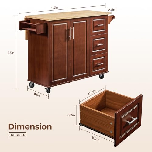 Black Rolling Kitchen Island with Storage and Drop Leaf A654