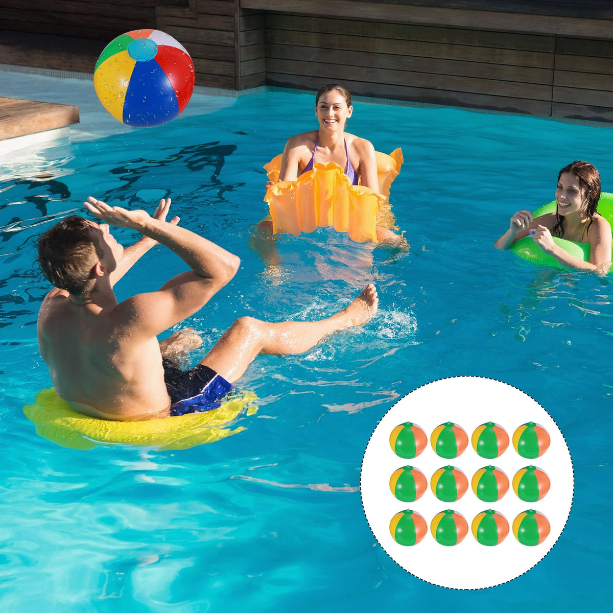 12 Pcs Inflatable Beach Balls Pool Toys Y7193