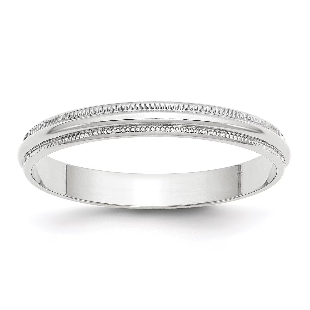 Solid 18K White Gold 3mm Milgrain Half Round Wedding Band Ring Size 14 N8162