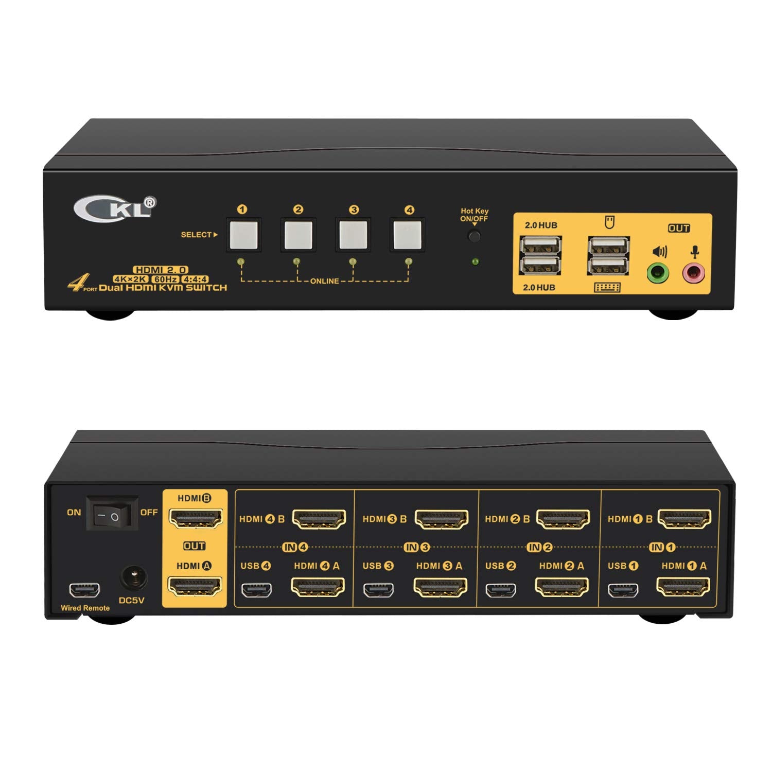 2x2 Matrix HDMI KVM Switch Dual Monitor USB 3.0 4K 60Hz Z627