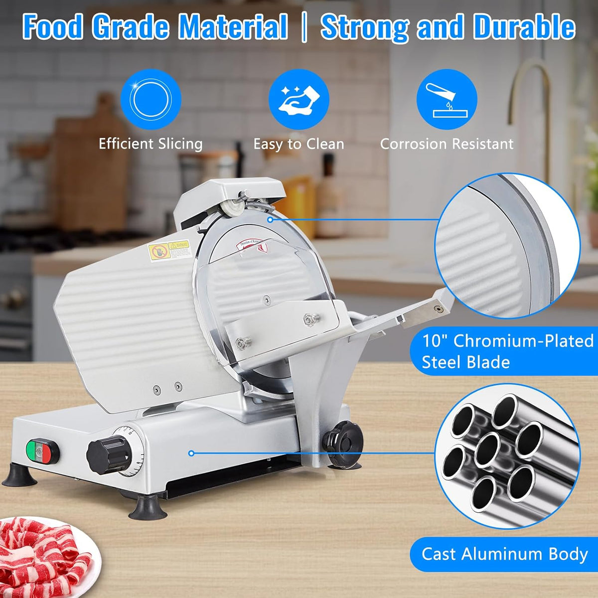 240W Electric Food Slicer with 10" Stainless Steel Blade Q4161