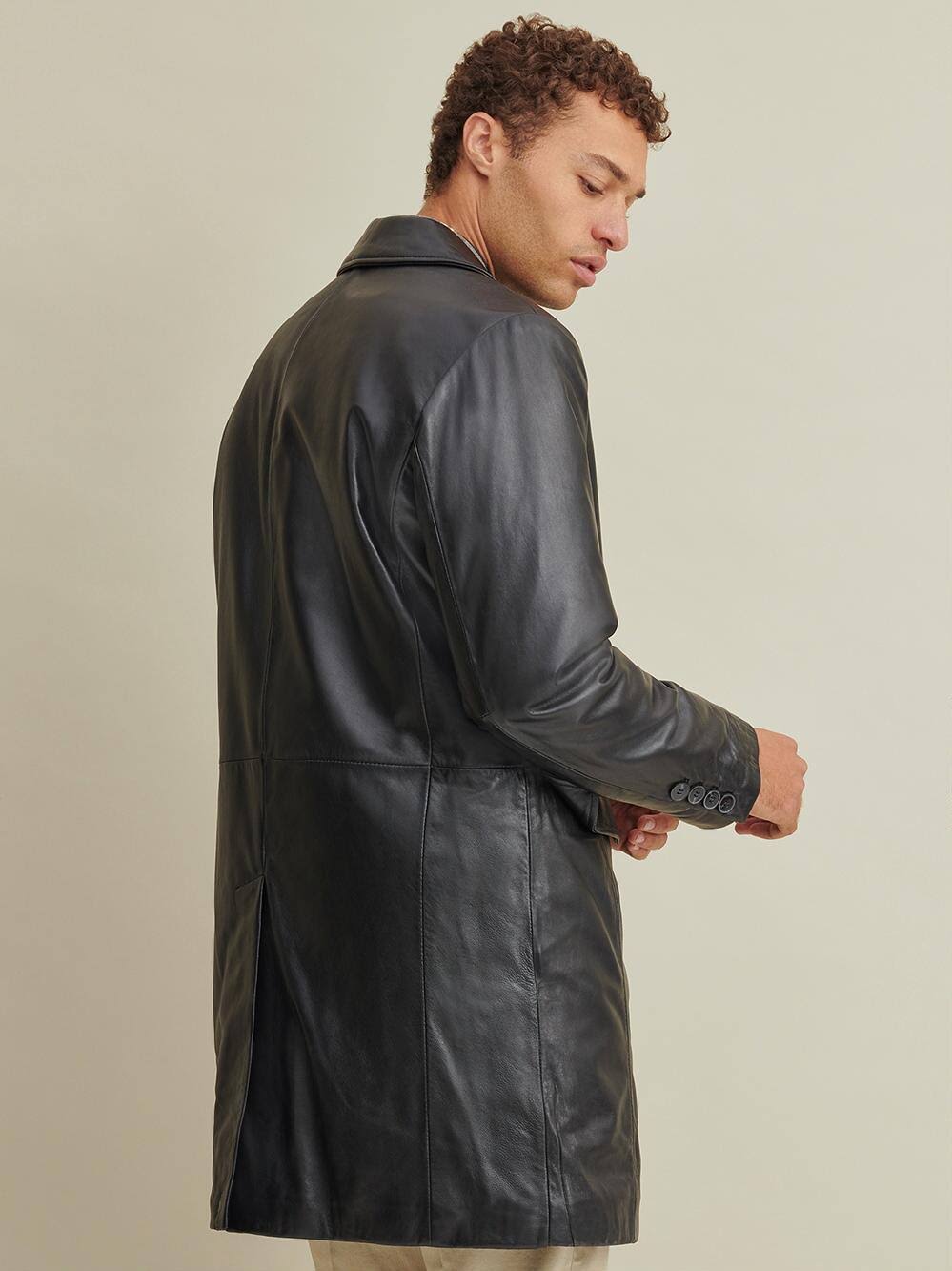 Black Leather Topper Coat B194