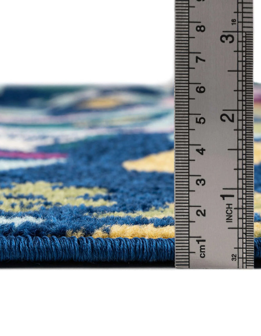 Navy Blue Round Floral Rug E111968