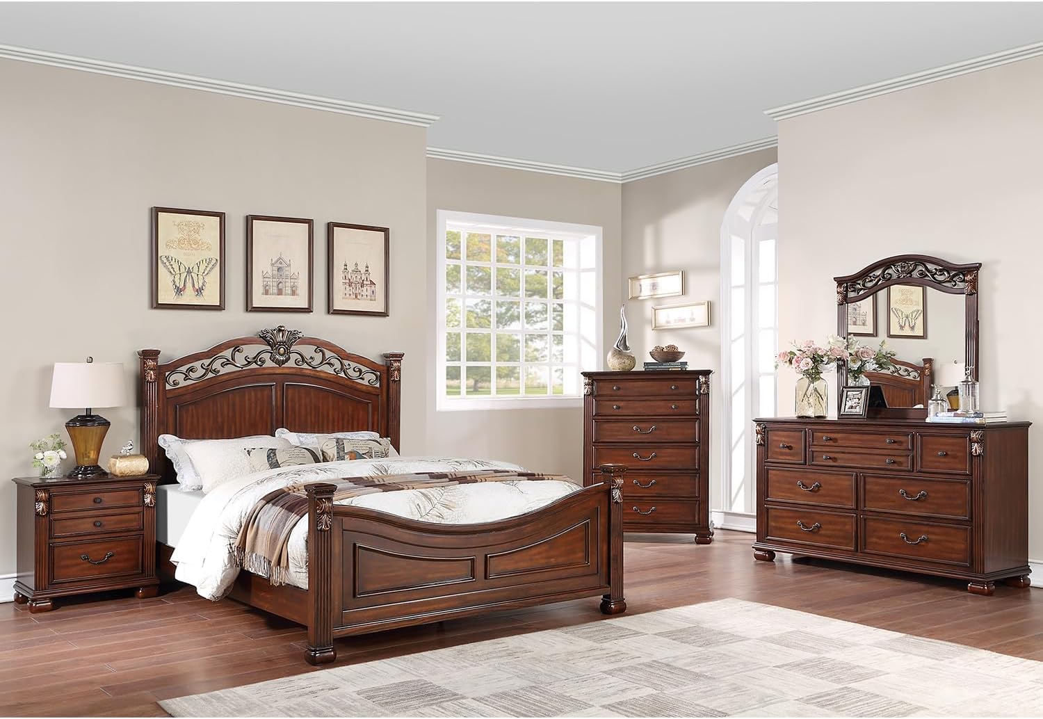 Dark Cherry Wooden California King Bed Q4714