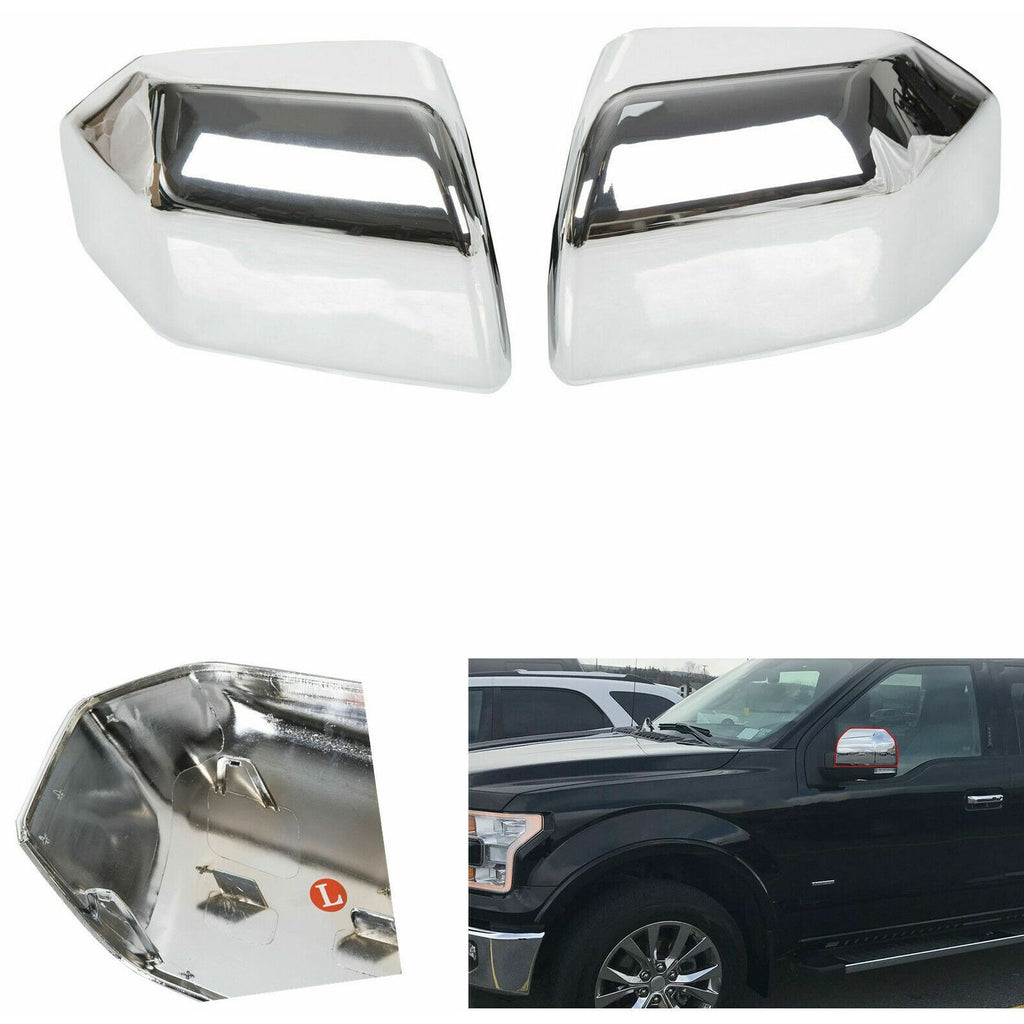 Chrome Pair Top Mirror Covers Caps Z3865