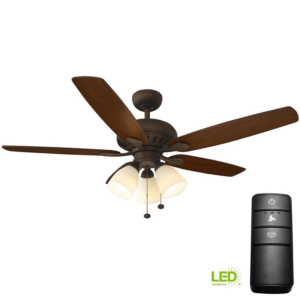 Oil-Rubbed Bronze LED Ceiling Fan with Light Kit and Remote Control U82923