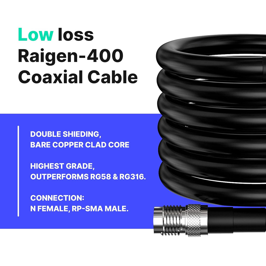 N Type Female to RP-SMA Male 10ft Low Loss Extension Cable Z390