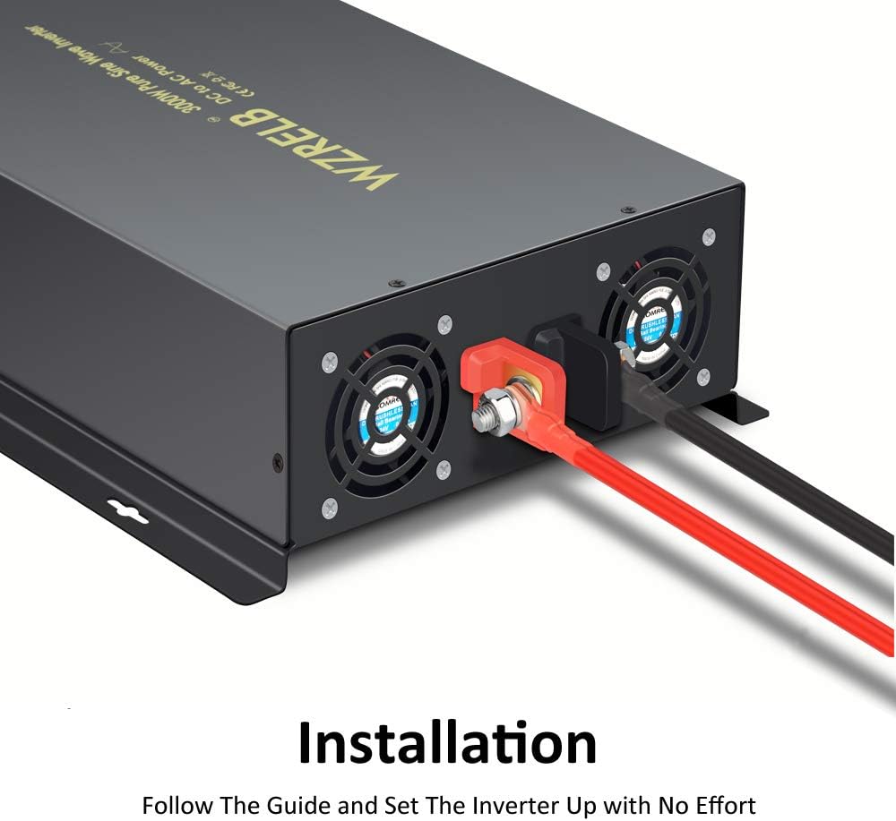 3000Watt 48V DC to 110V 120V Pure Sine Wave Power Inverter with Remote Control Dual AC Outlets and AC Hardwire Port A88806
