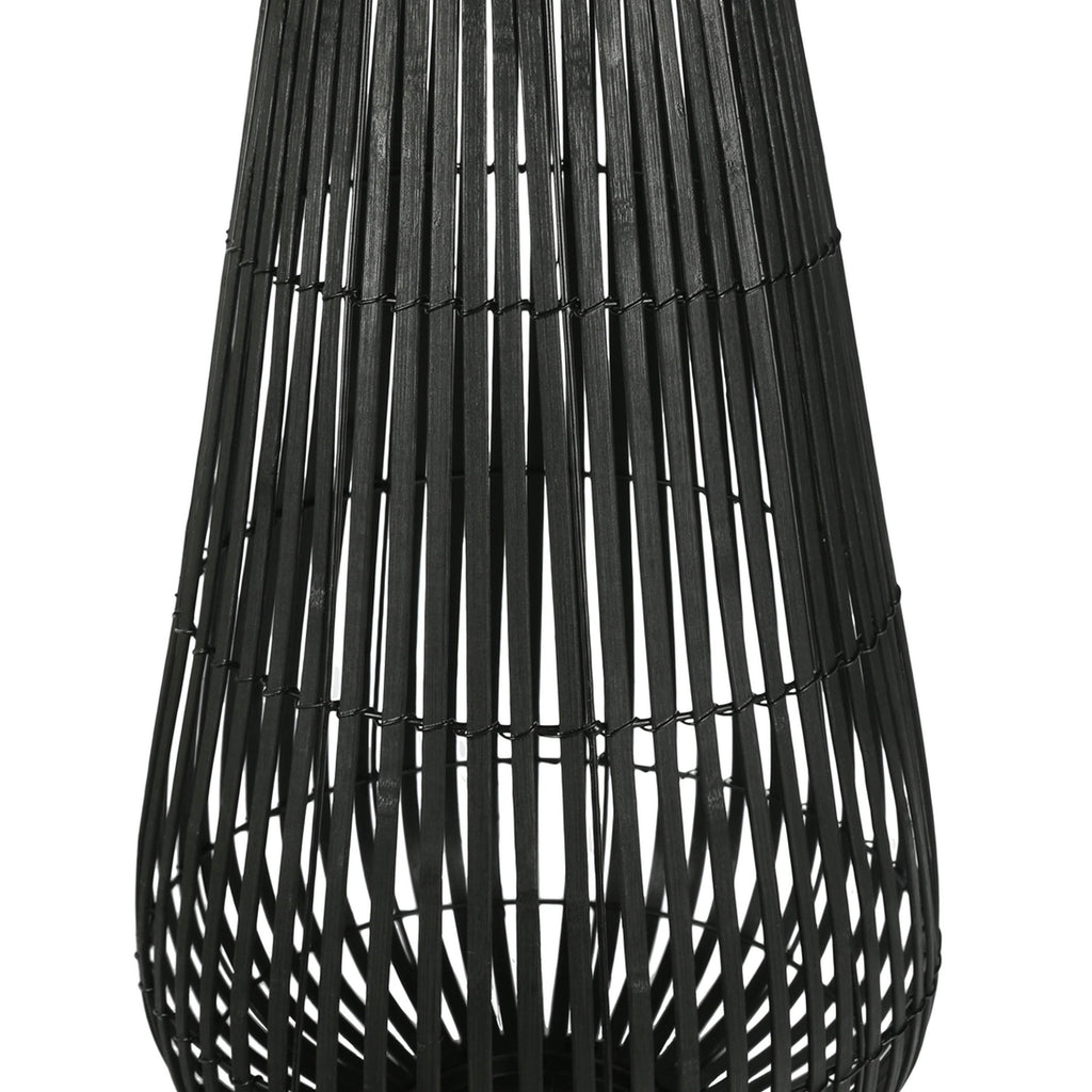 Black Metal Frame Lantern with Weaving B38750