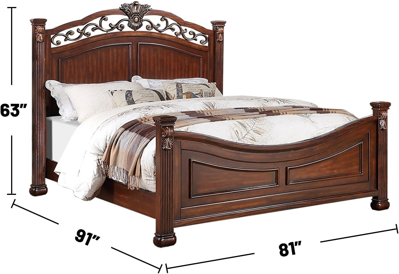 Dark Cherry Wooden California King Bed Q4714