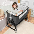 Baby Bassinet Bedside Sleeper with Adjustable Height and Wheels H4709